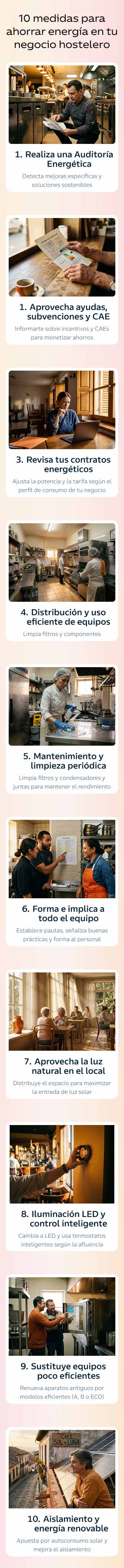 10 medidas para ahorrar energía en tu bar, restaurante o negocio de hosteleria