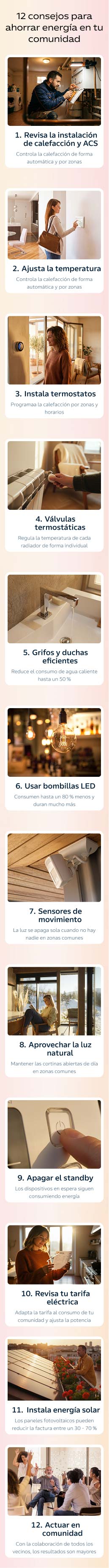 Infografía 12 consejos ahorrar energía en una comunidad