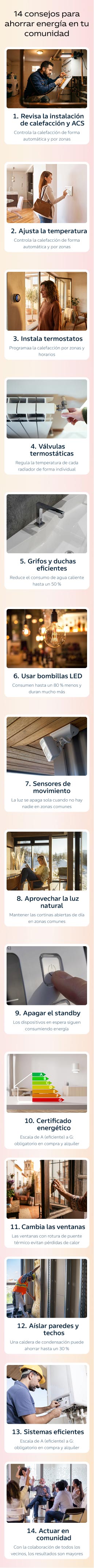 Infografía 14 consejos ahorrar energía en una comunidad