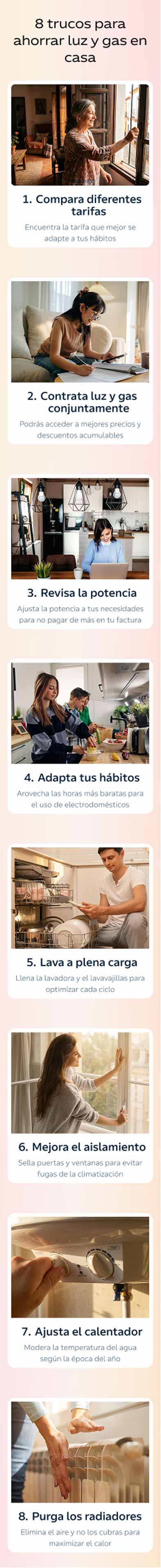 Infografía: 8 trucos para ahorrar luz y gas en casa cada mes