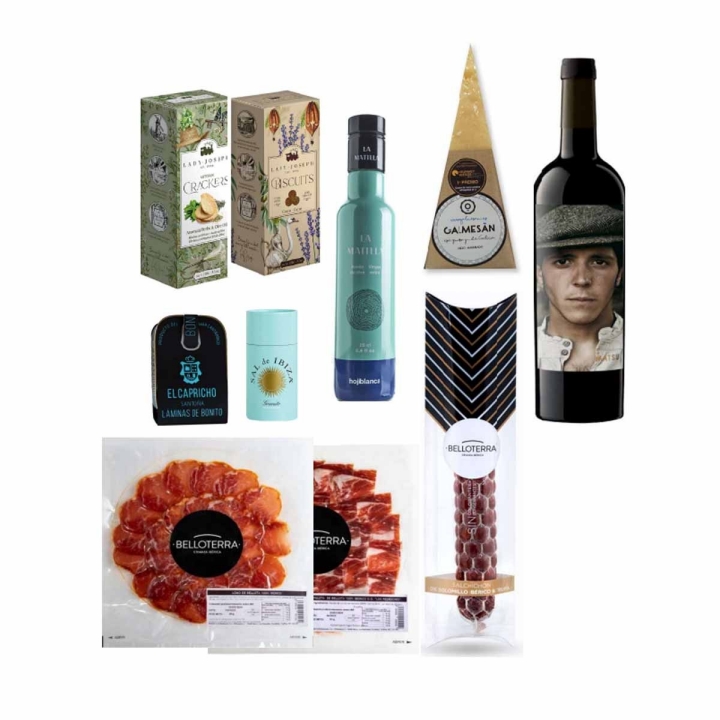 Caja gourmet con ibéricos, conservas, AOVE y vino-0