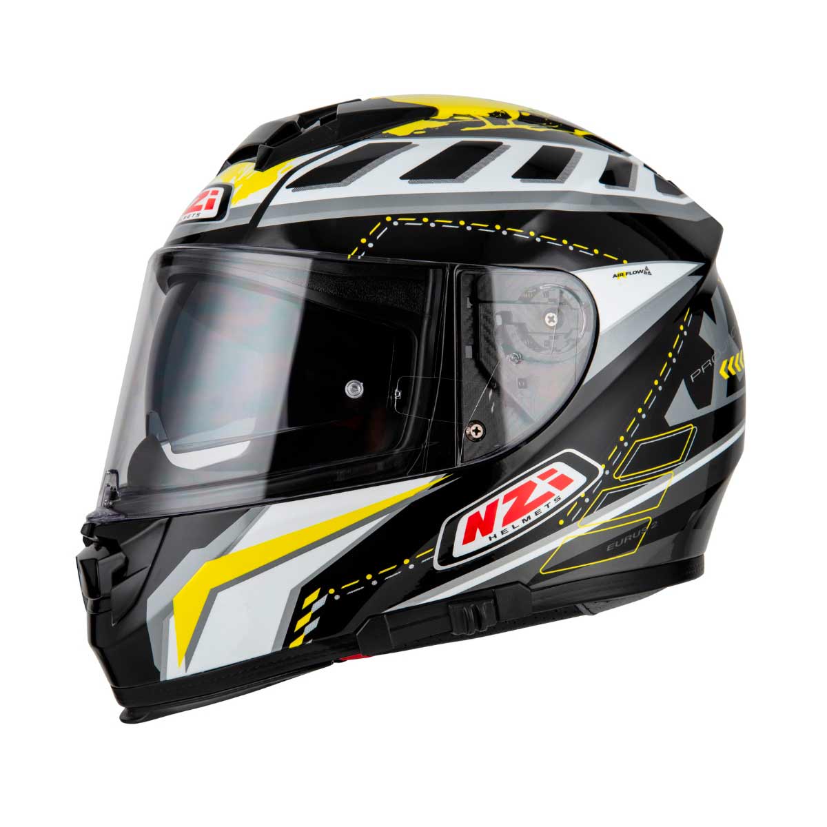 Casco para moto NZI Eurus 2 Duo Negro Blanco Amarillo