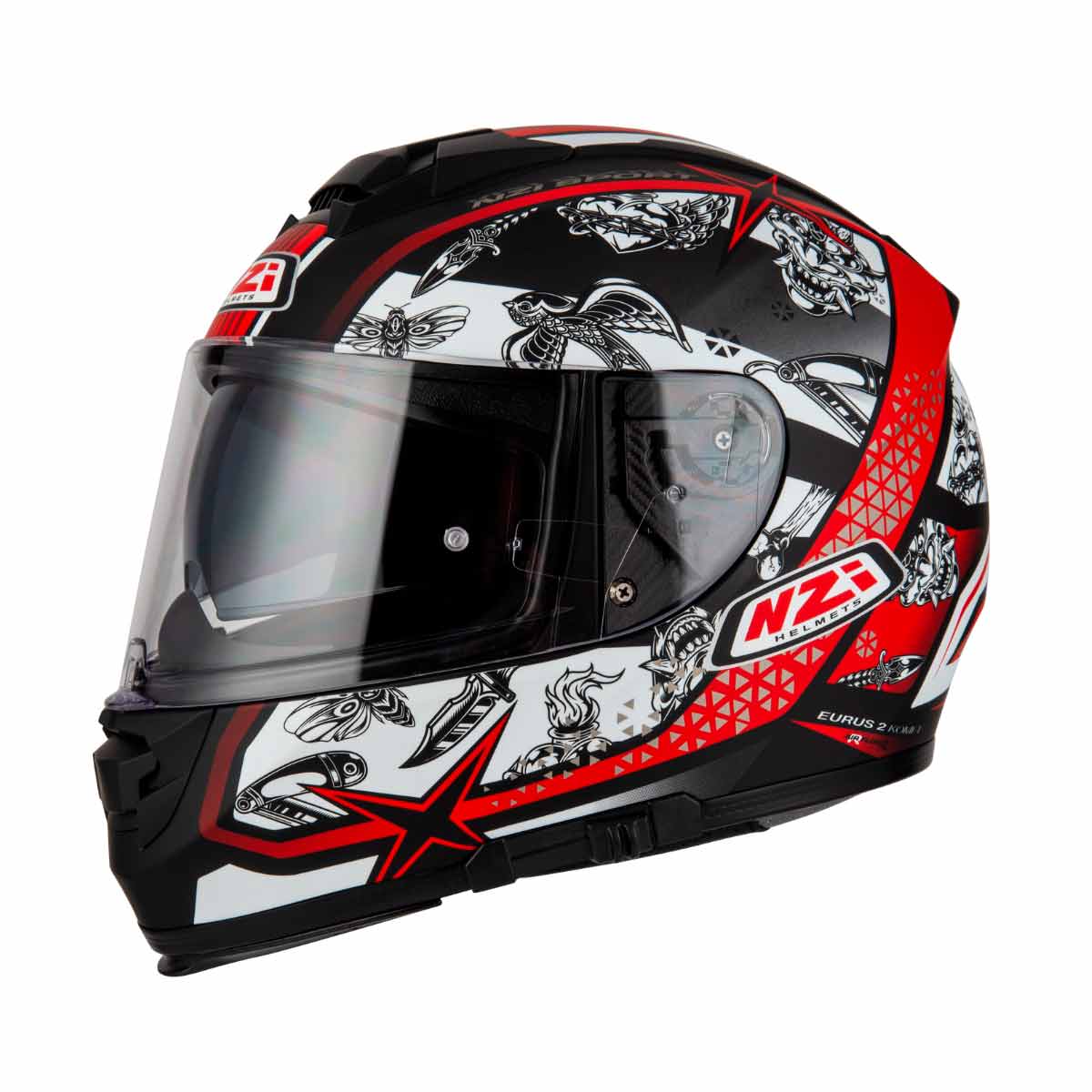 Casco para moto NZI Eurus 2 Komet Negro Rojo