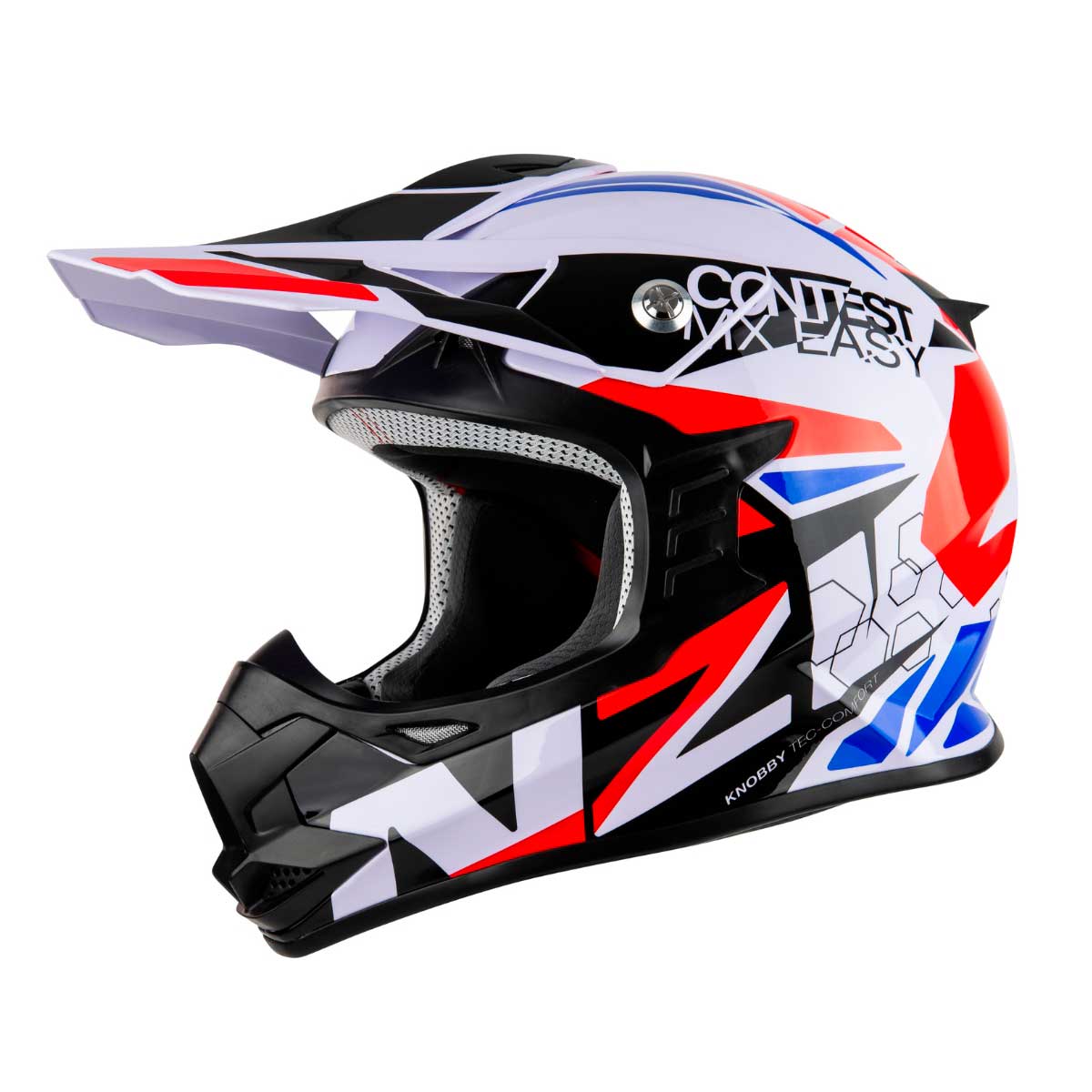 Casco para moto NZI Knobby Blanco Rojo Azul