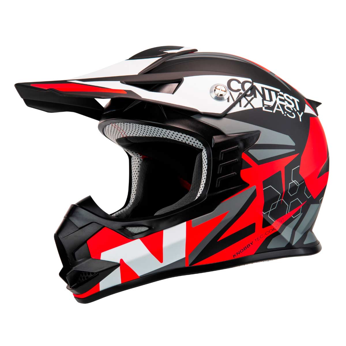 Casco para moto NZI Knobby Negro Rojo Blanco