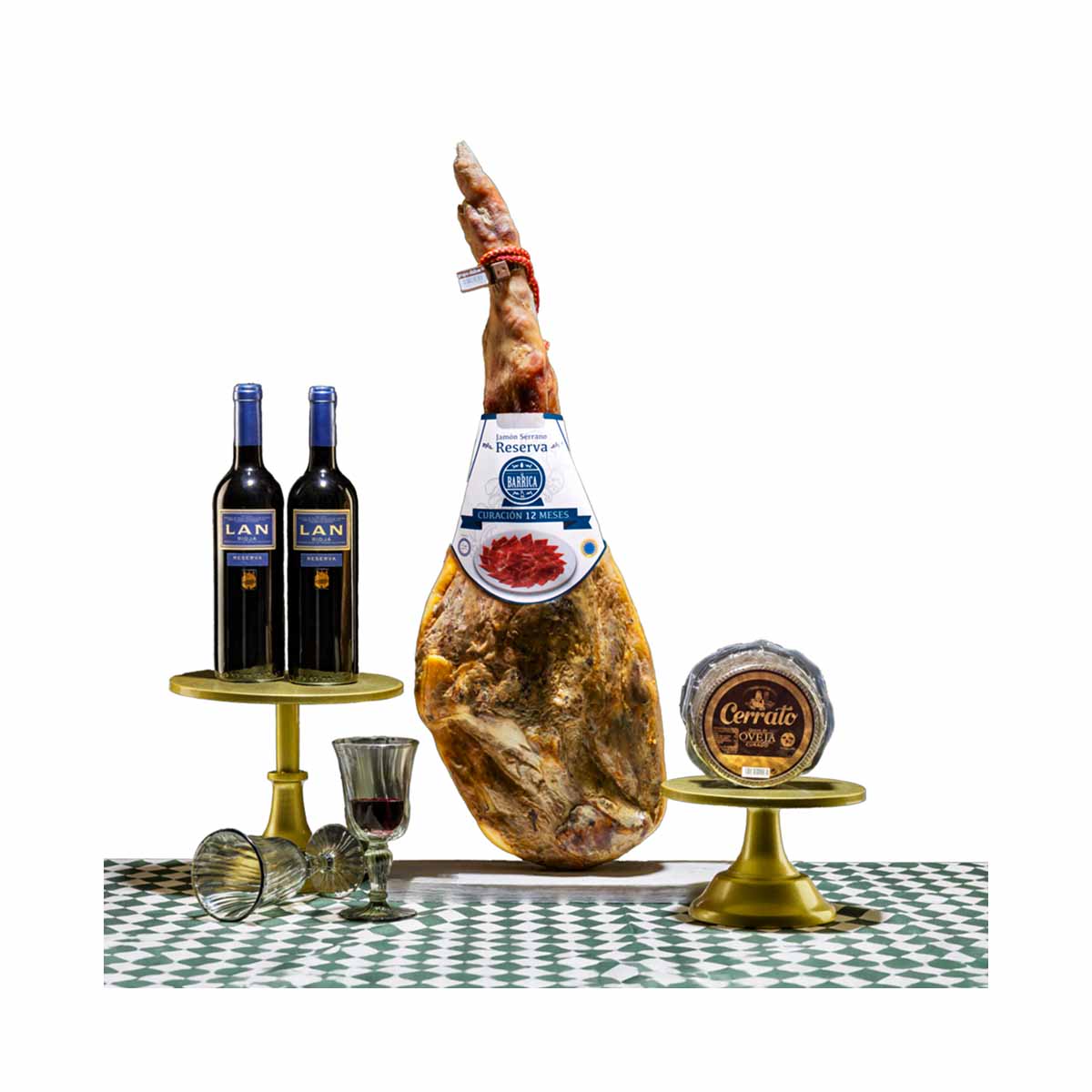 Cesta con jamón reserva