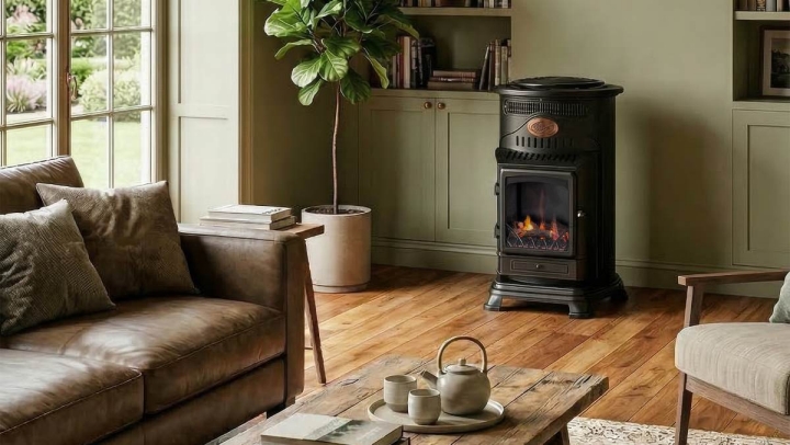 Estufa híbrida Fireside Provence gas y eléctrica -5
