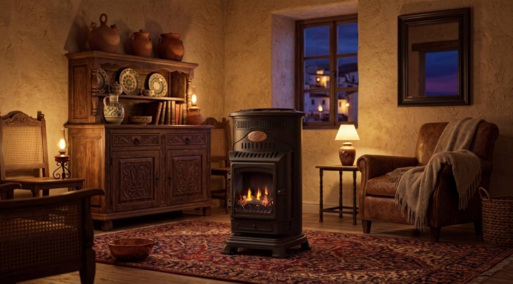 Estufa híbrida Fireside Provence gas y eléctrica -8