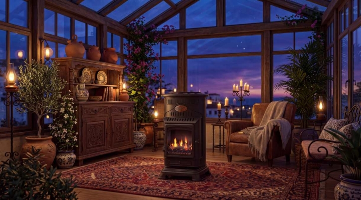 Estufa híbrida Fireside Provence gas y eléctrica -10