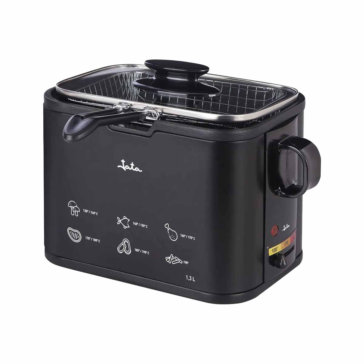 Freidora inox 1,3 L. Cuba con antiadherente libre de PFOA.