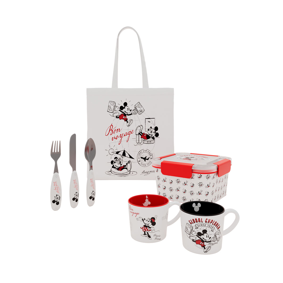 Kit completo Disney: tazas, cubiertos y tupper