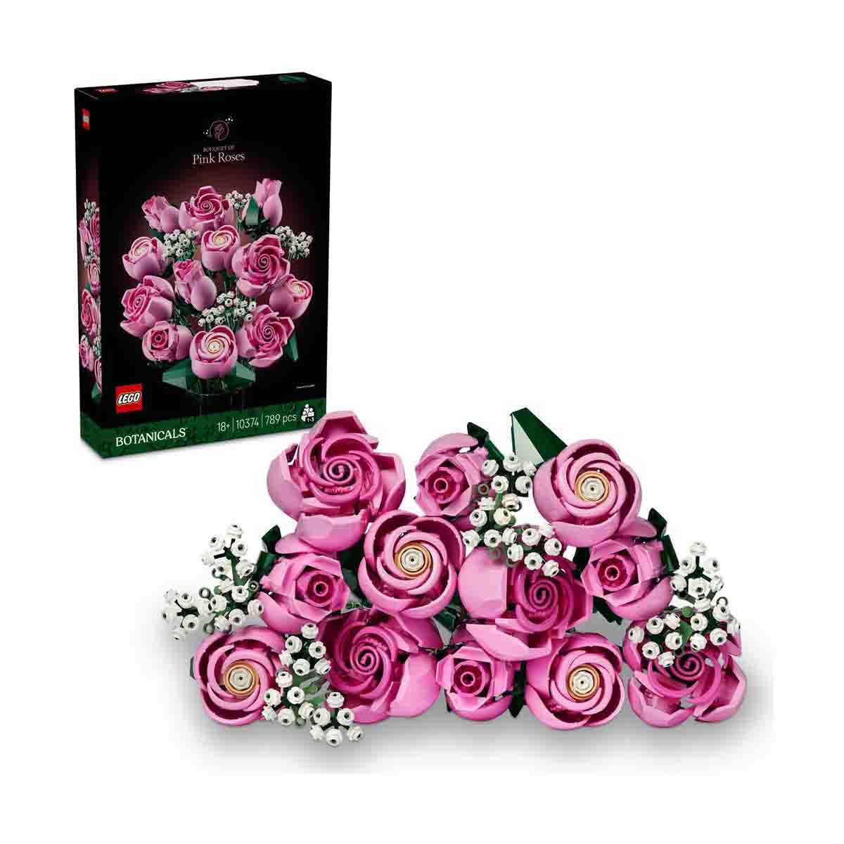 LEGO® 10374 Botanicals Ramo de Rosas Rosadas Kit de Construcción de Flores Para Adultos, Decoración Floral, Arreglo Floral Construible, Día de la Madre, Regalo de Cumpleaños