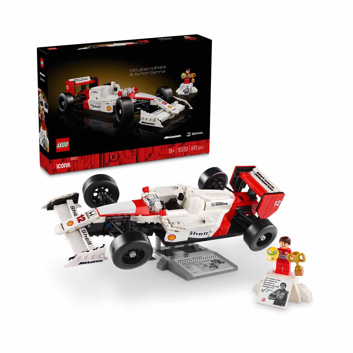 LEGO® Icons McLaren MP4/4 y Ayrton Senna Maqueta de coche para adultos 10330