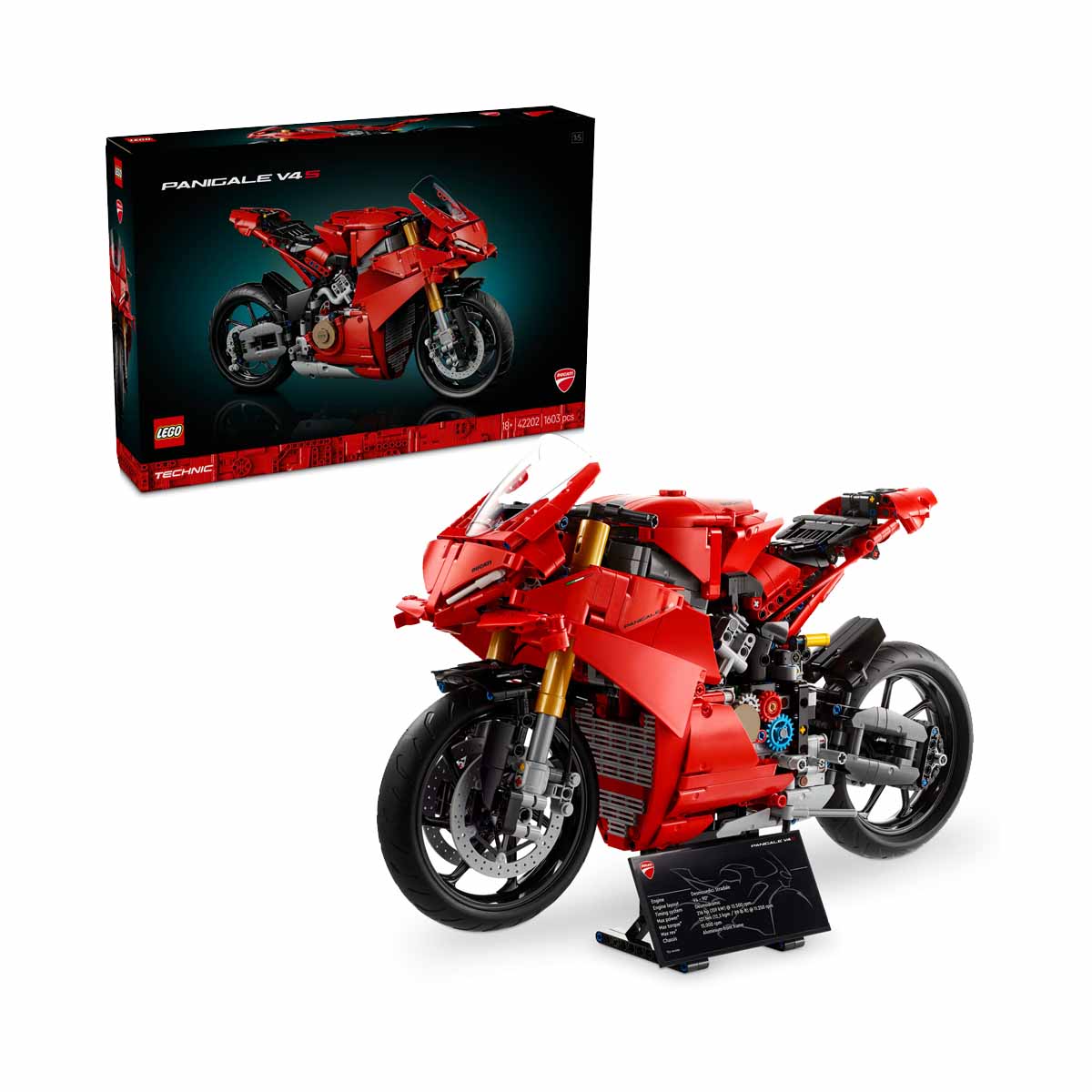 LEGO Technic Moto Ducati Panigale V4 S Maqueta para Construir para Adultos, Kit de Maquetas como Regalo para Pareja, Novios y Padres Fans de las Motos, Decoración Hogar y Oficina 42202