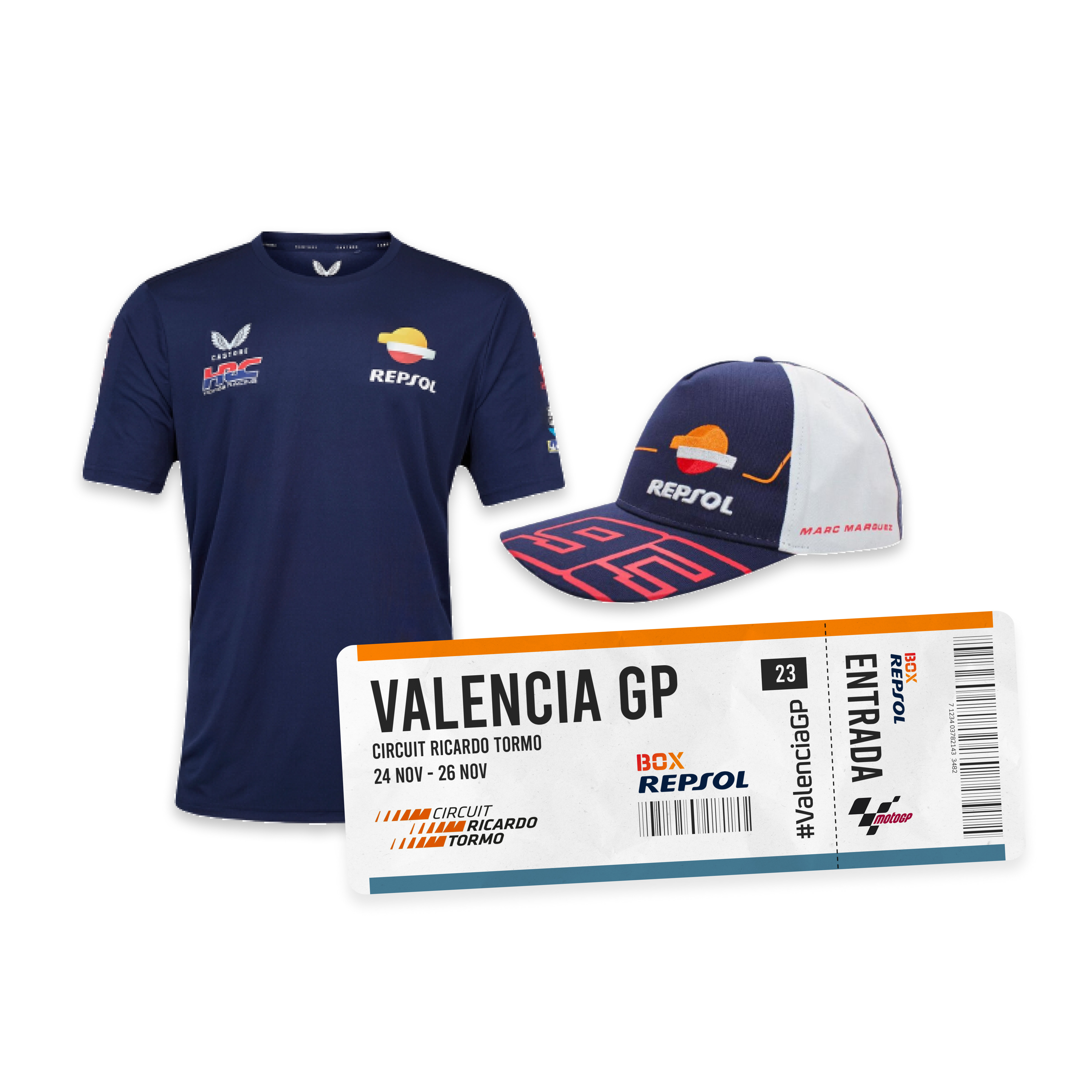 Pack 1 entrada MotoGP Valencia + camiseta y gorra 