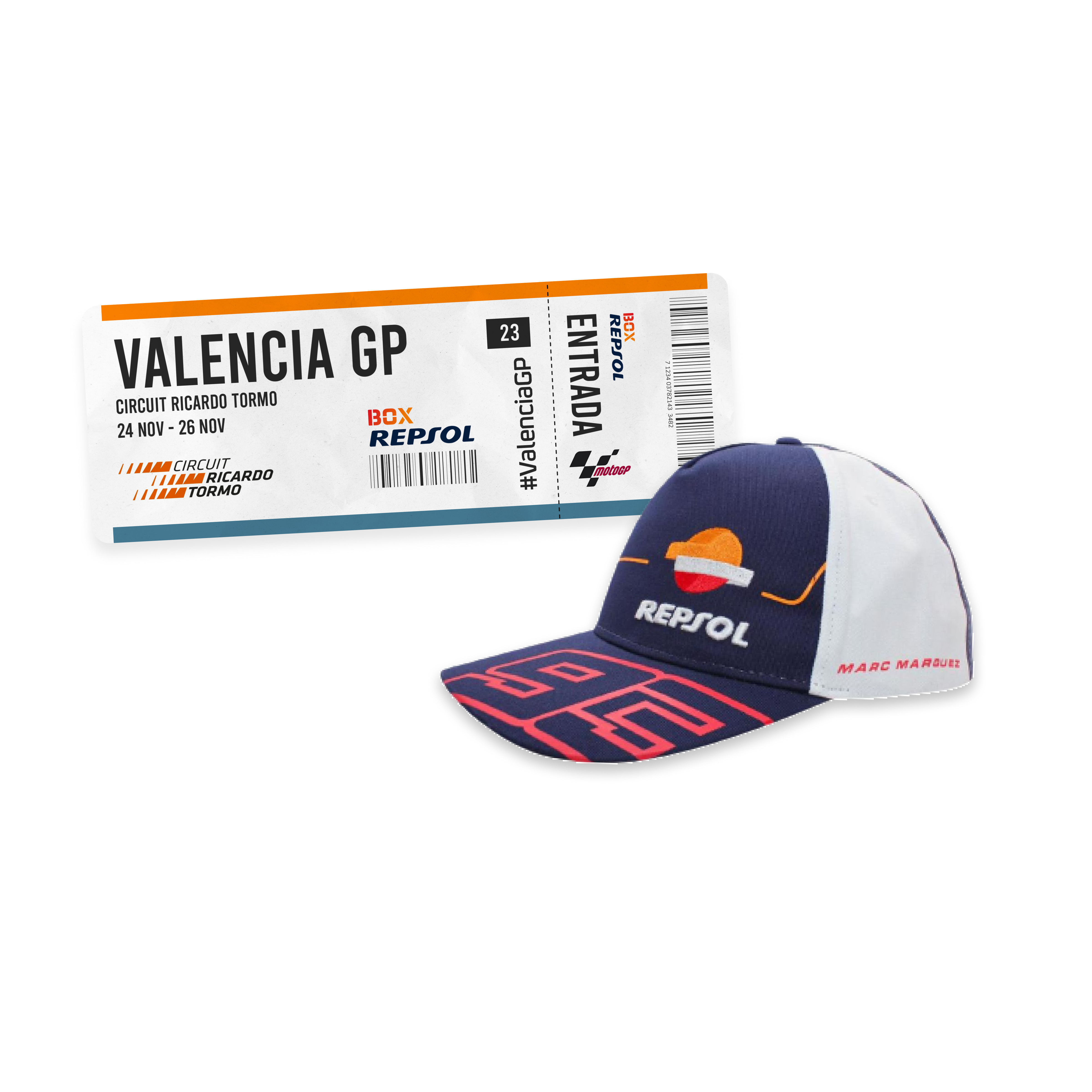 Pack 1 entrada MotoGP Valencia + gorra Repsol Honda