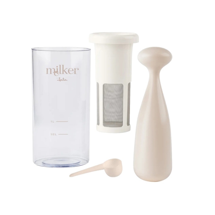 MILKER. Vaso transparente graduado con 2 medidas de 0,5 Lt y 1 Lt.