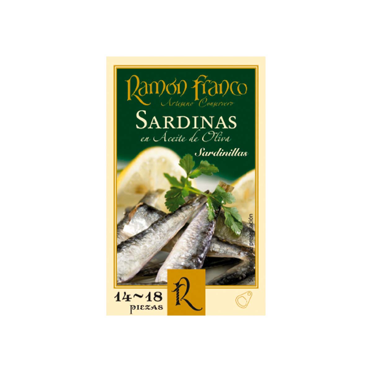 Sardinillas en aceite de oliva 14-18 piezas Ramón Franco