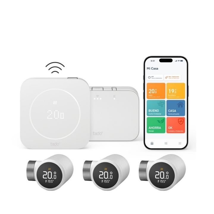 Tado° Kit termostato inteligente inalámbrico X + 3 cabezales (2ª gen.) 